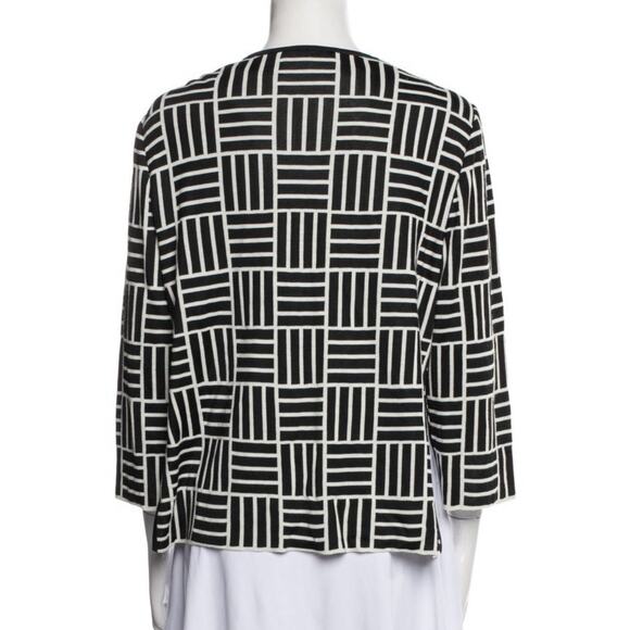 St. John Knits Modern Black & White Woven Graphic Knit Jacket Blazer Sz 8 EUC - Picture 3 of 3
